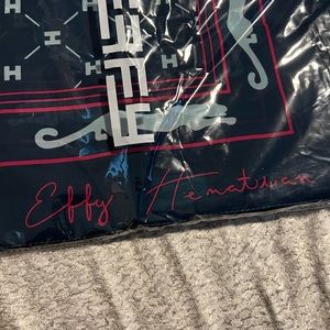 NWT Effy scarf.   Received at Trunk show.   Blue / red.  Effy Hematain.